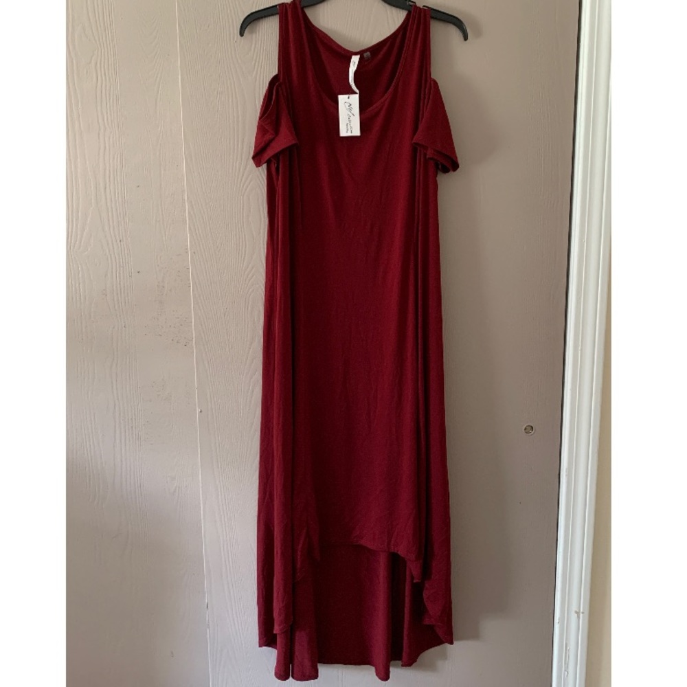 High low cold shoulder dress